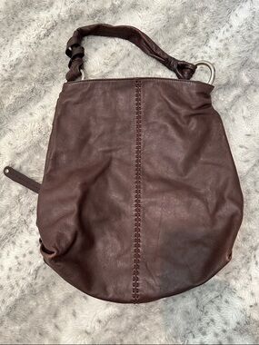 b. makowsky Chocolate Brown Leather Hobo Bag